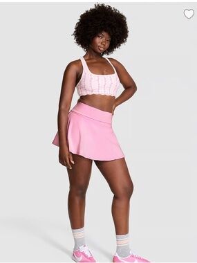 PINK X LOVESHACKFANCY COTTON FOLDOVER FLIRTY SKIRT SM
